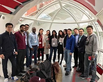 A group of Executive MBA students in the London eye