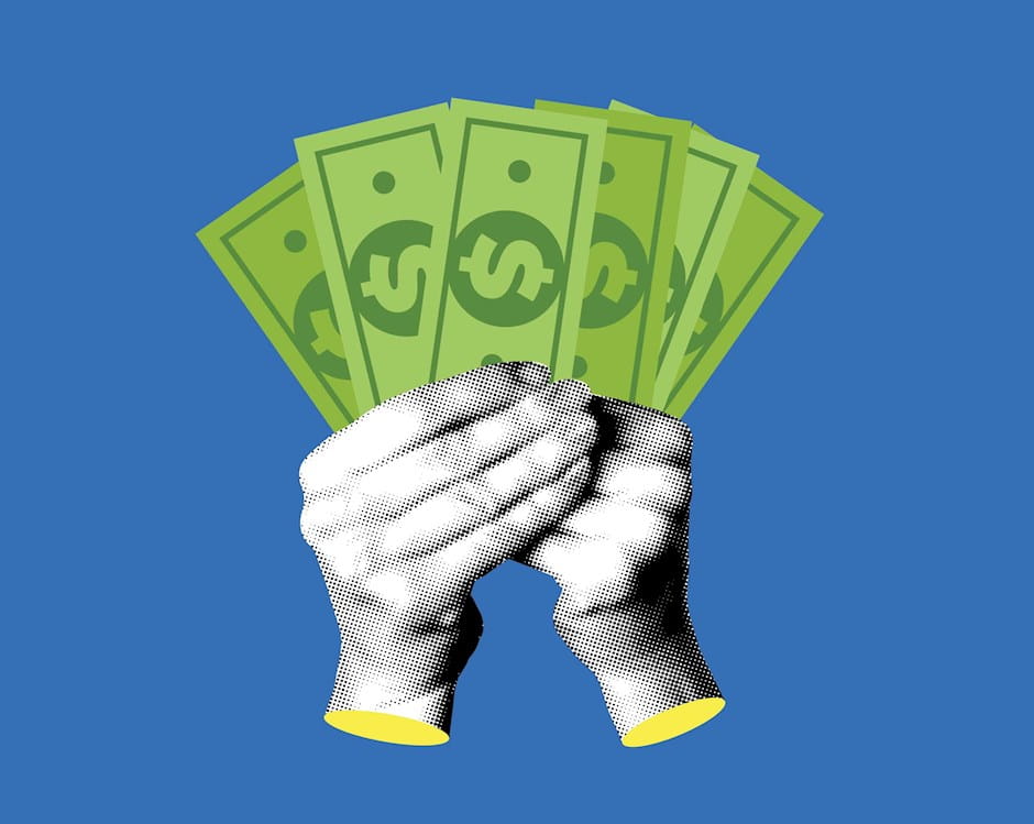 Hands holding dollar bills