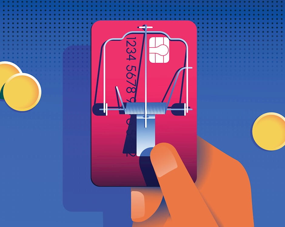 Credit card with mousetrap on it