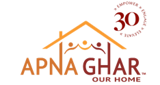 Apna Ghar Logo in orange and maroon text