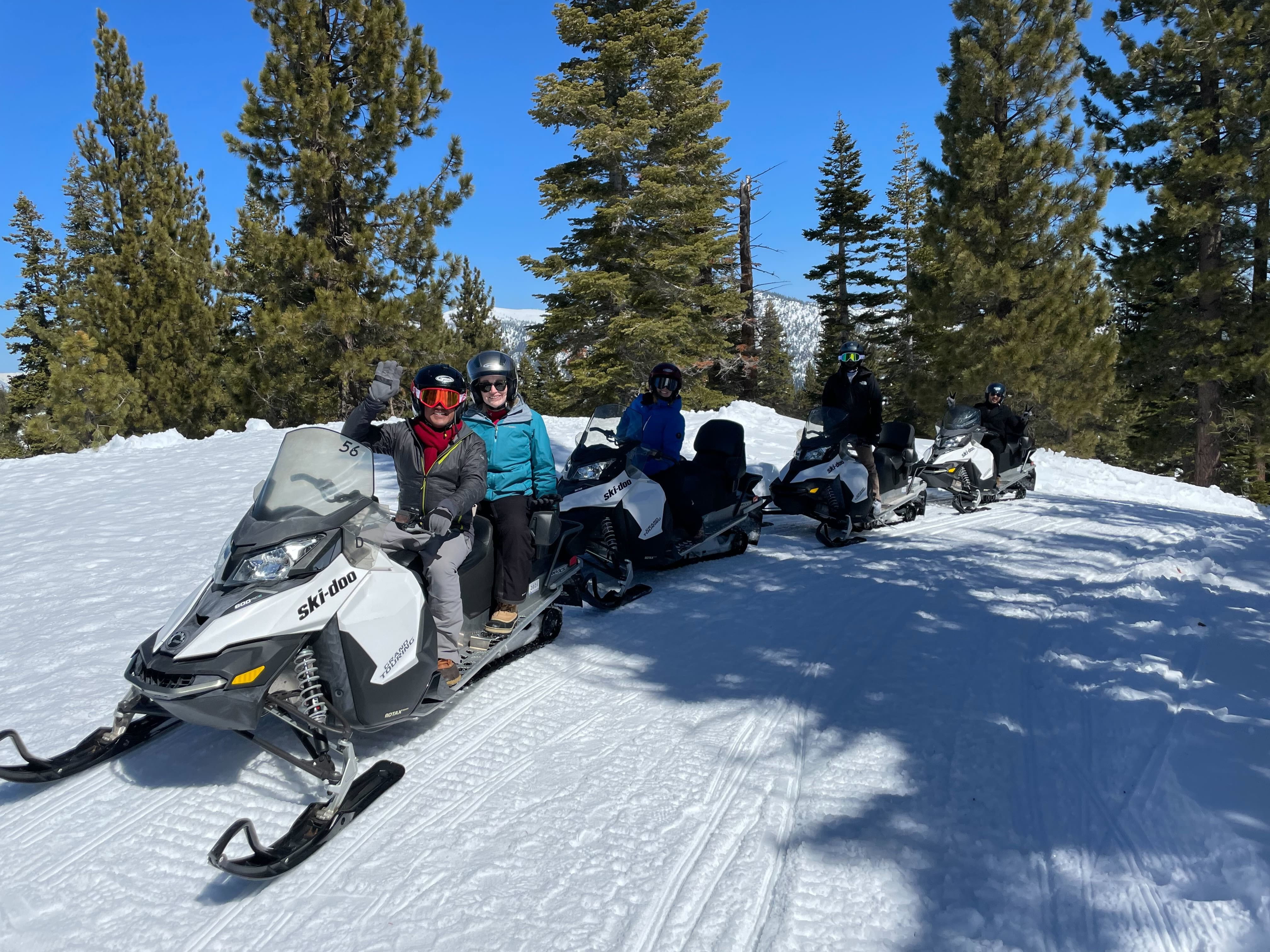 Boothies on ski trip on sled