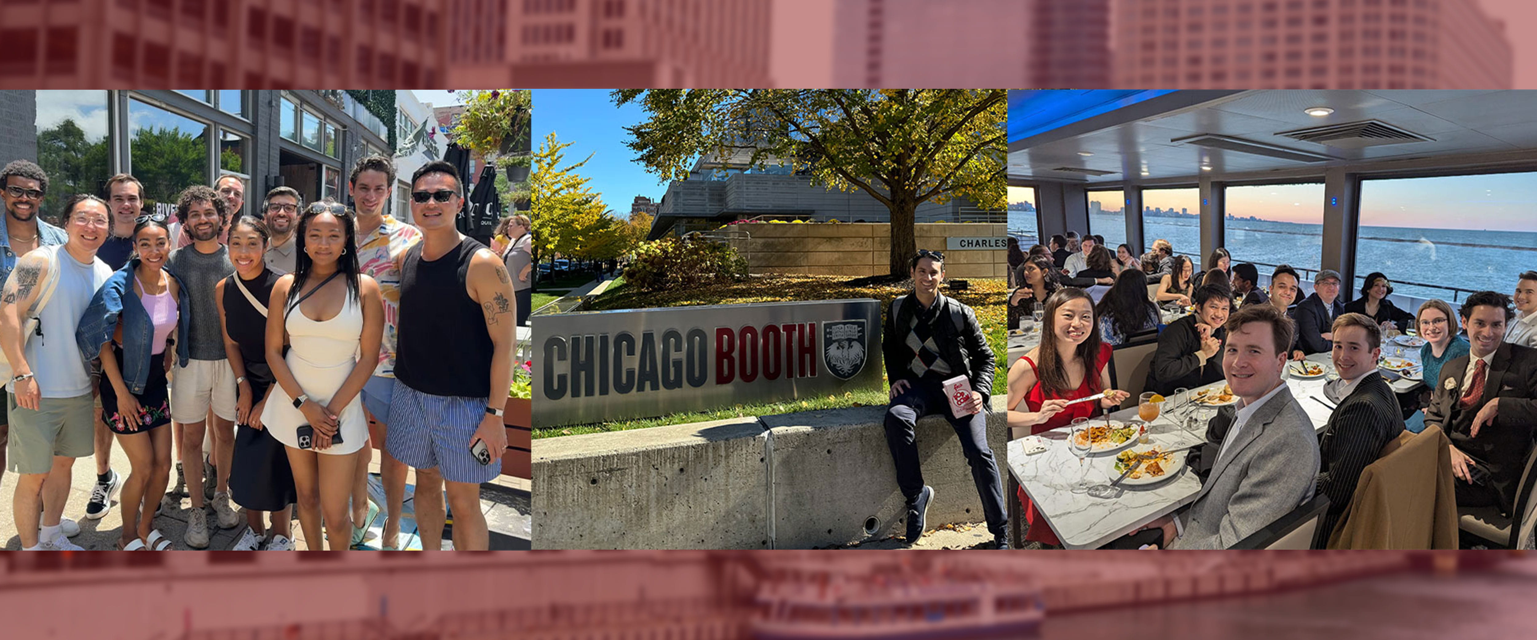 collage of three photos with Pablo Sanchez and other Boothies