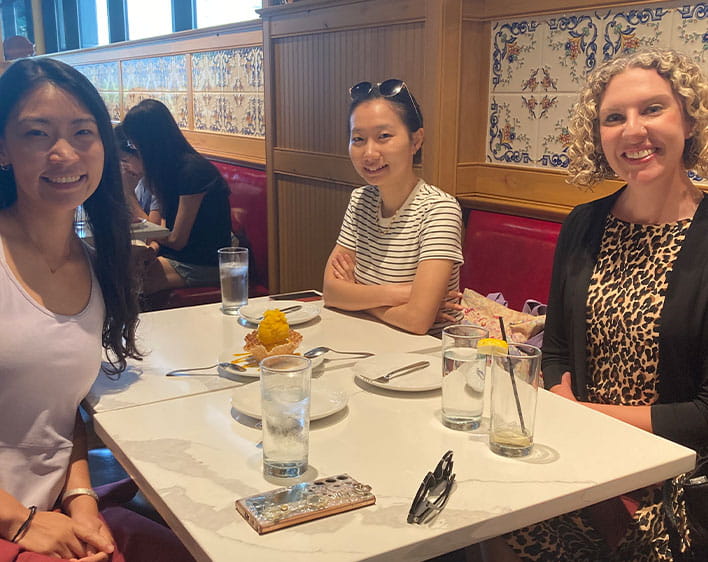 Sarah and fellow Boothies at restaurant