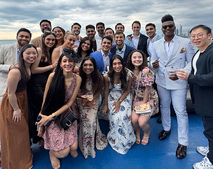 Group photo of Richa Patwa and Boothies on boat