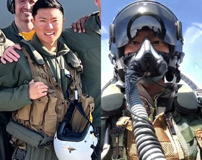 two photo collage of Lawrence during his time in the Navy