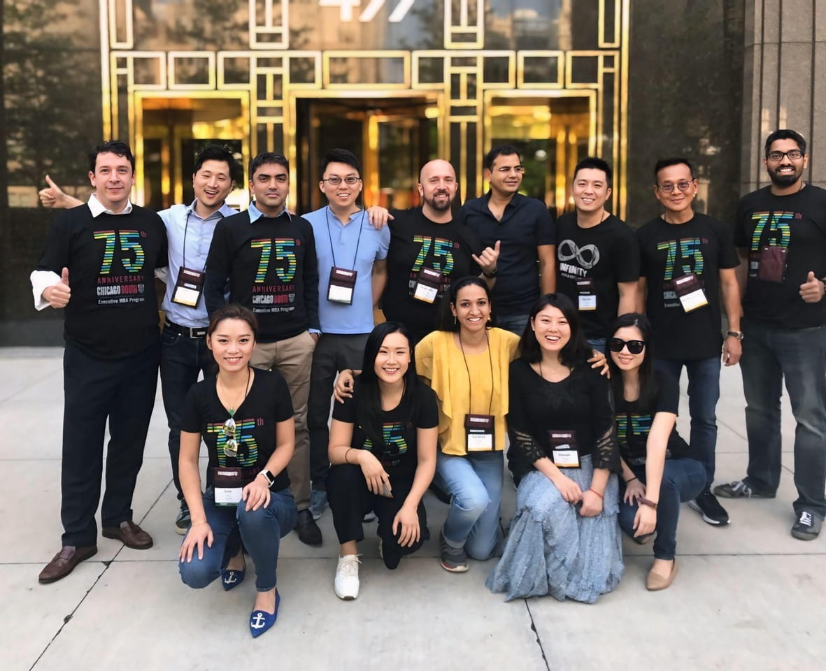 A large group of students looking at the camera 