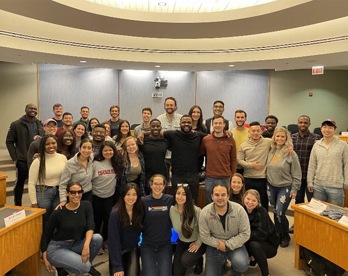 Members of Graduate Business Council in classroom