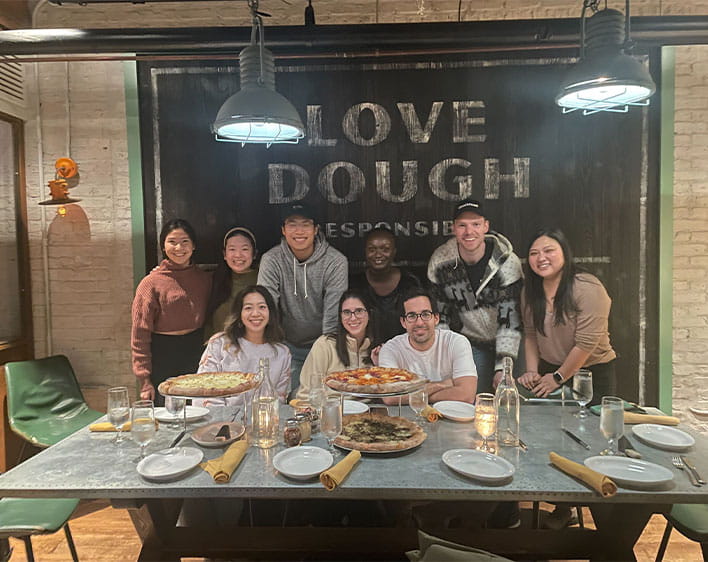 Members of Christians in Business at pizza restaurant