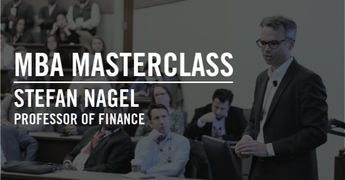 classroom environment with "Professor Nagel, Professor of Finance" text on top