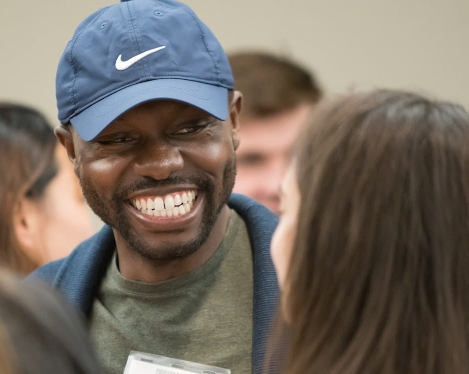 Man at an admissions event