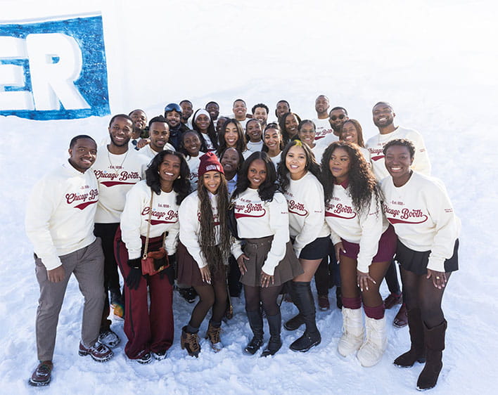 group photo of Boothies at Tuck Black Ski 