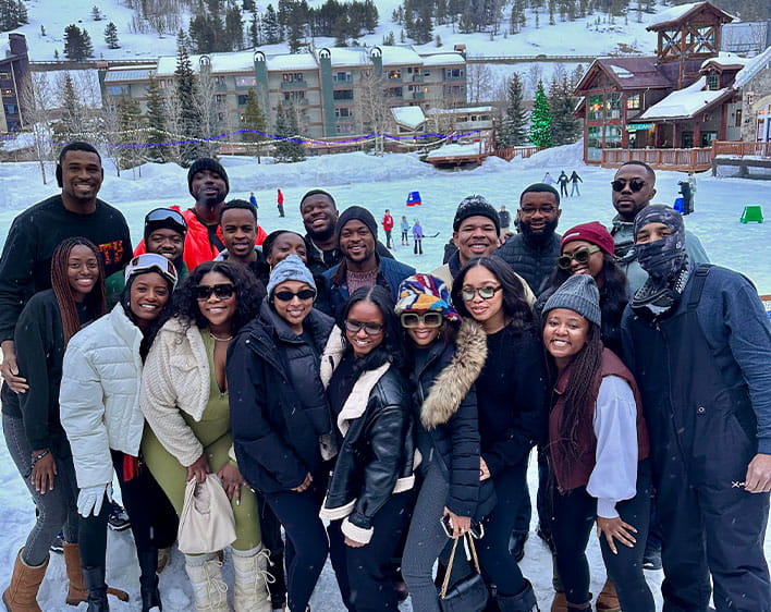 group photo of Boothies at Tuck Black Ski 