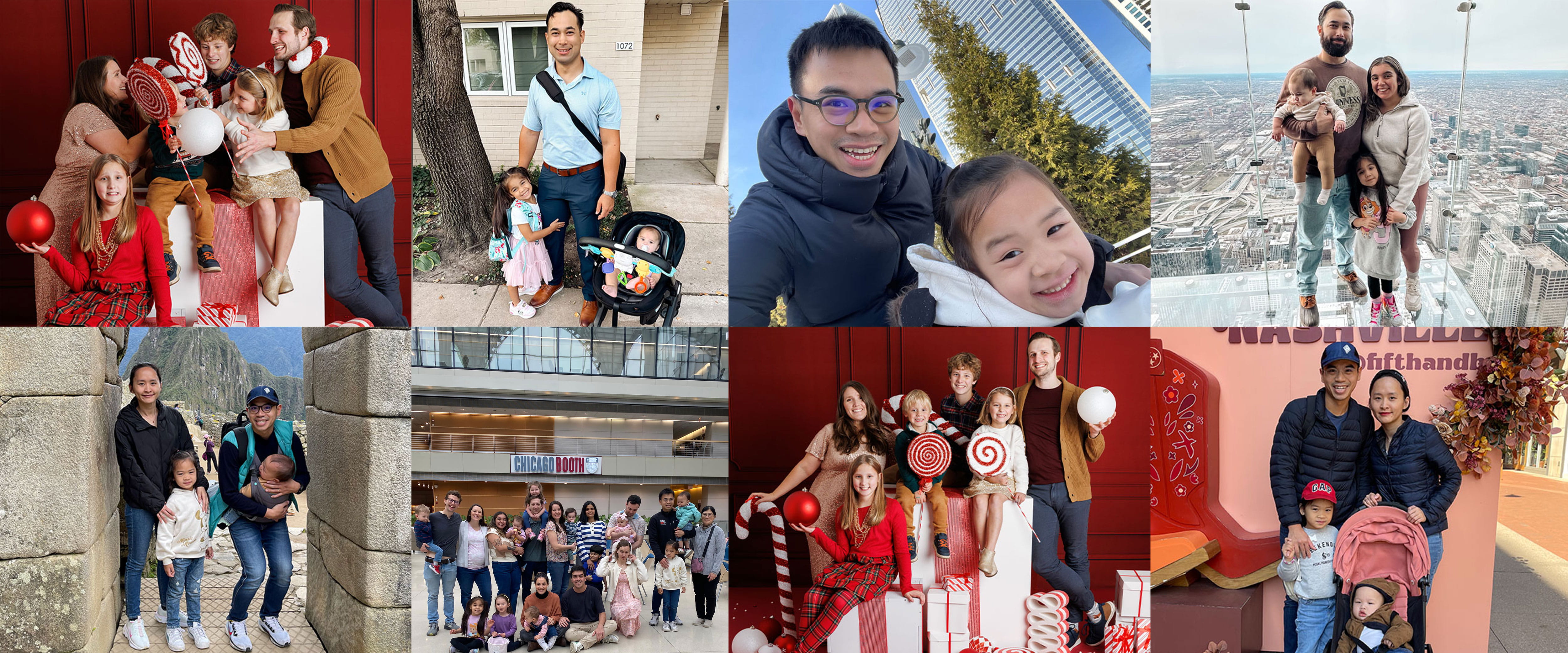 collage of Boothies with their families 