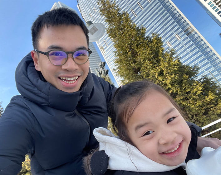 Nam in selfie with his daughter