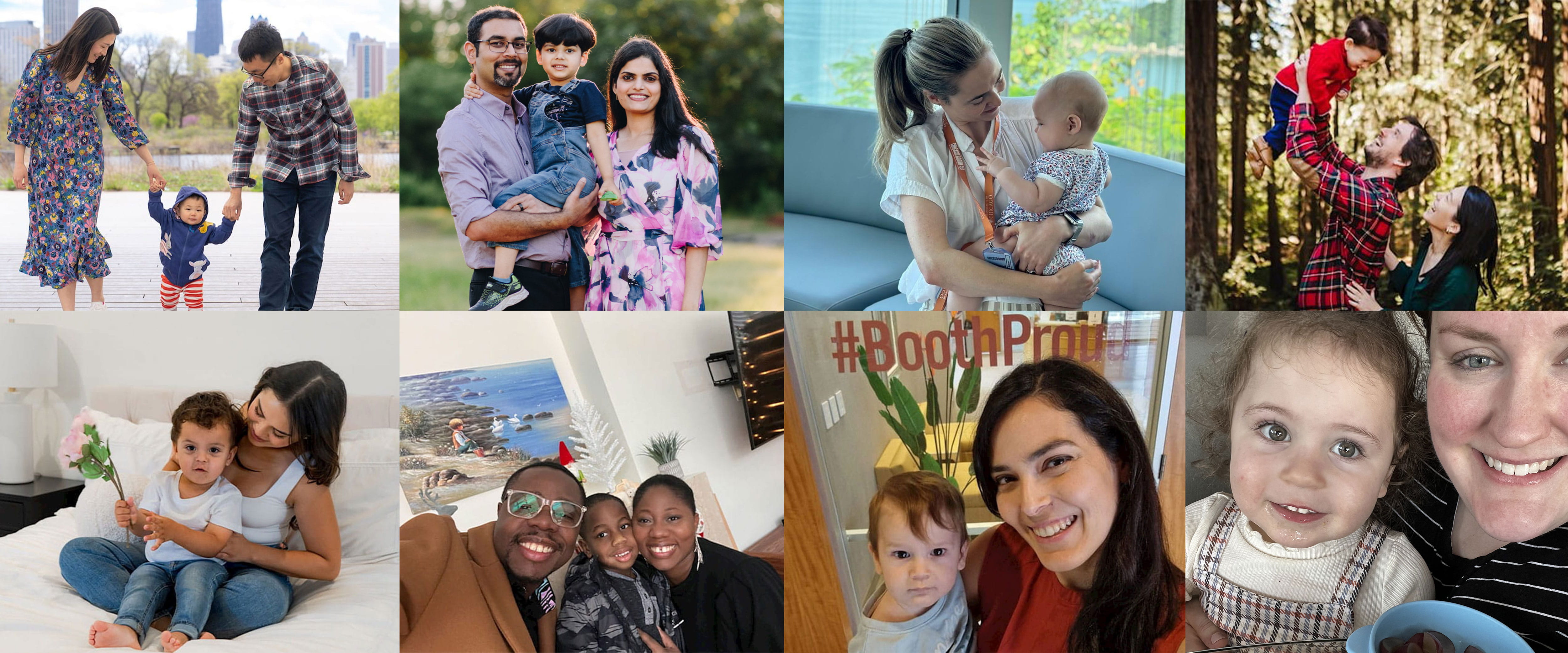 collage of mothers at Booth with their families