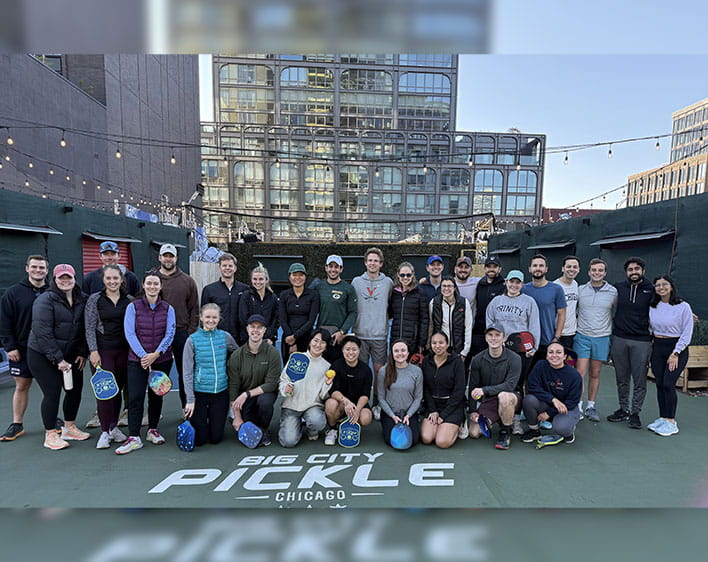 group photo outdoors at Big City Pickle Chicago
