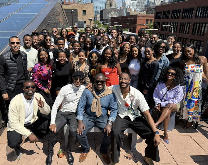 group photo of AAMBAA members outside 