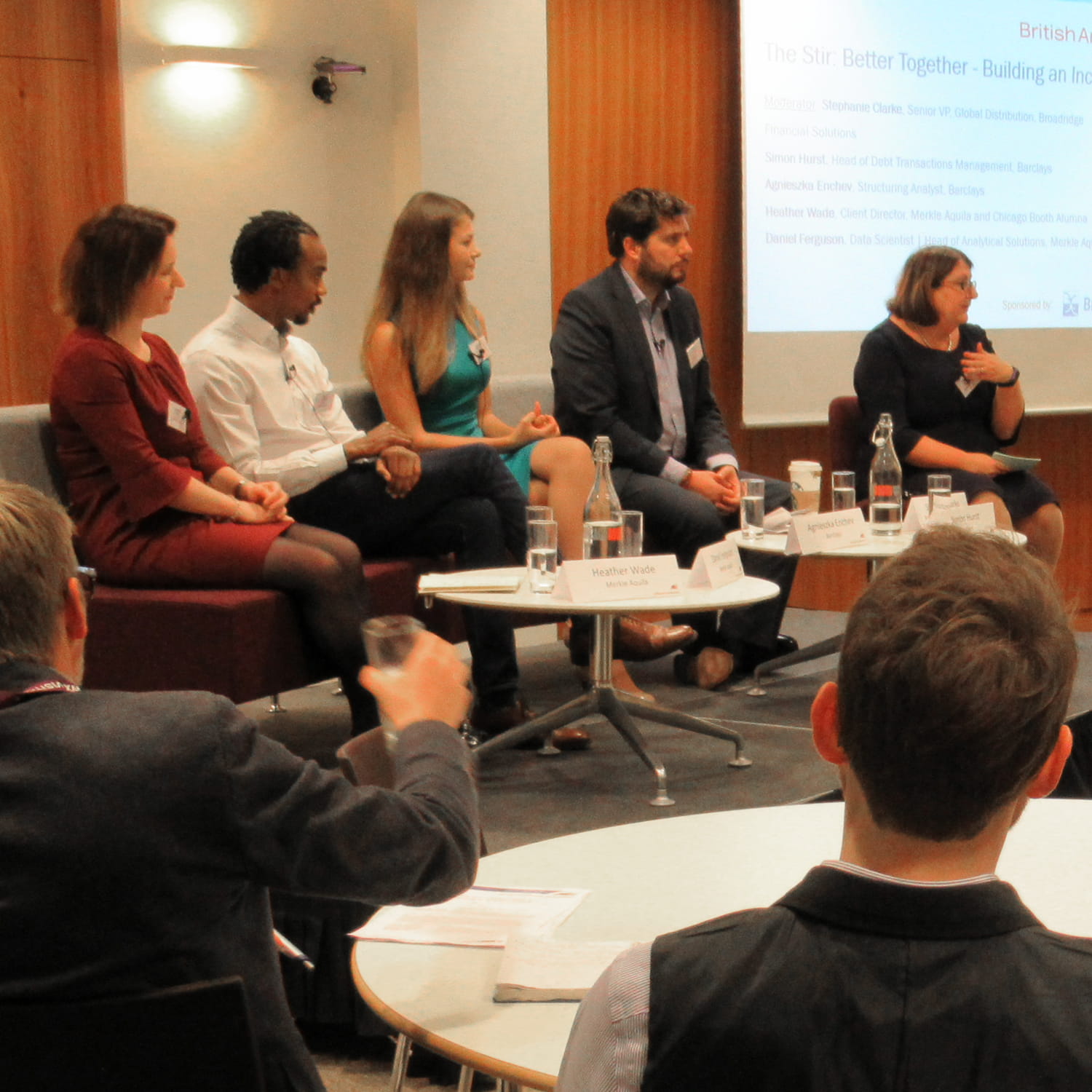 Panelists speaking about mentorship at the Chicago Booth London Campus