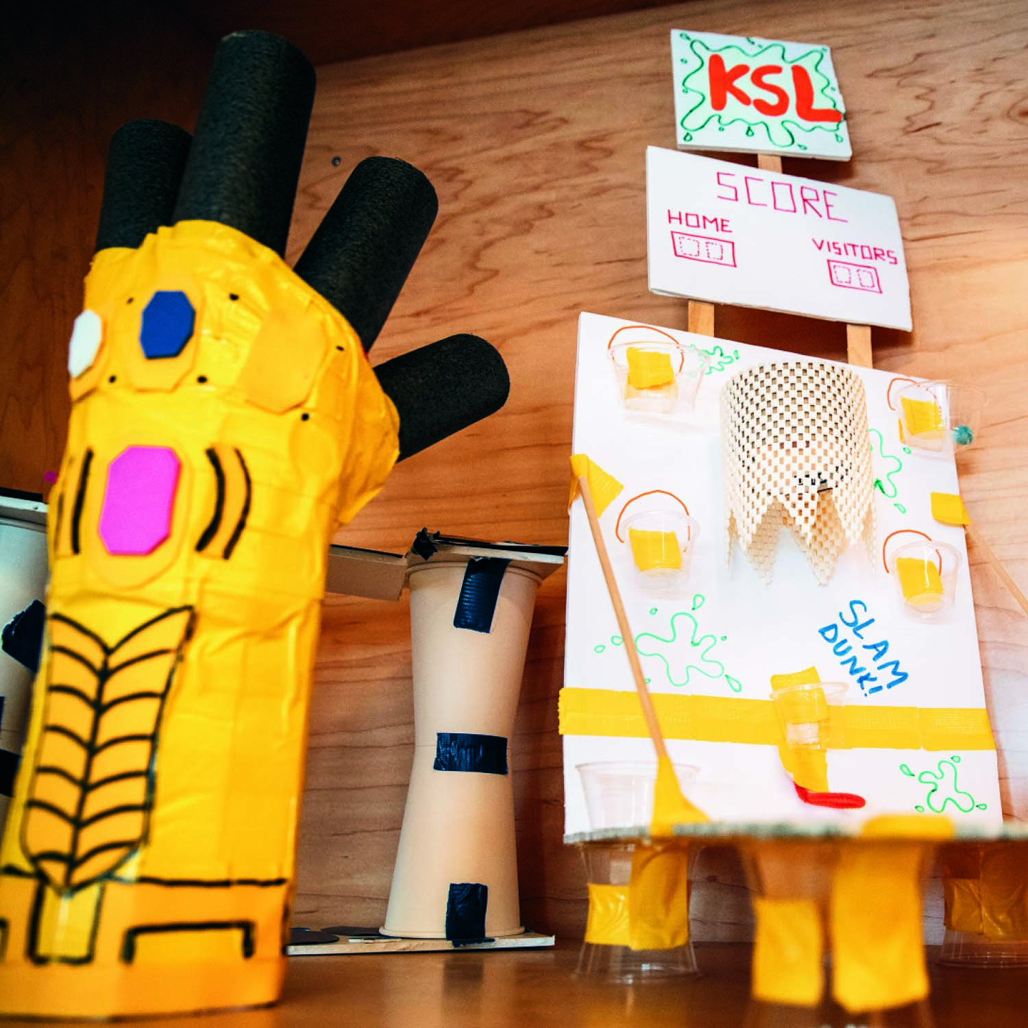 Colorful hand-made sculptures by children at Kids Science Labs
