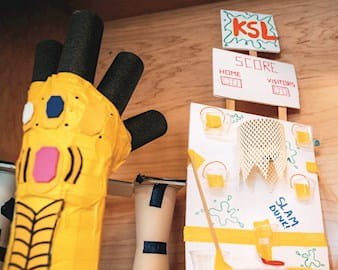 Colorful hand-made sculptures by children at Kids Science Labs