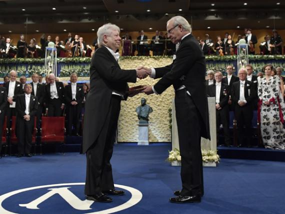 Richard Thaler receiving the 2017 Nobel Prize for Economics in Stockholm