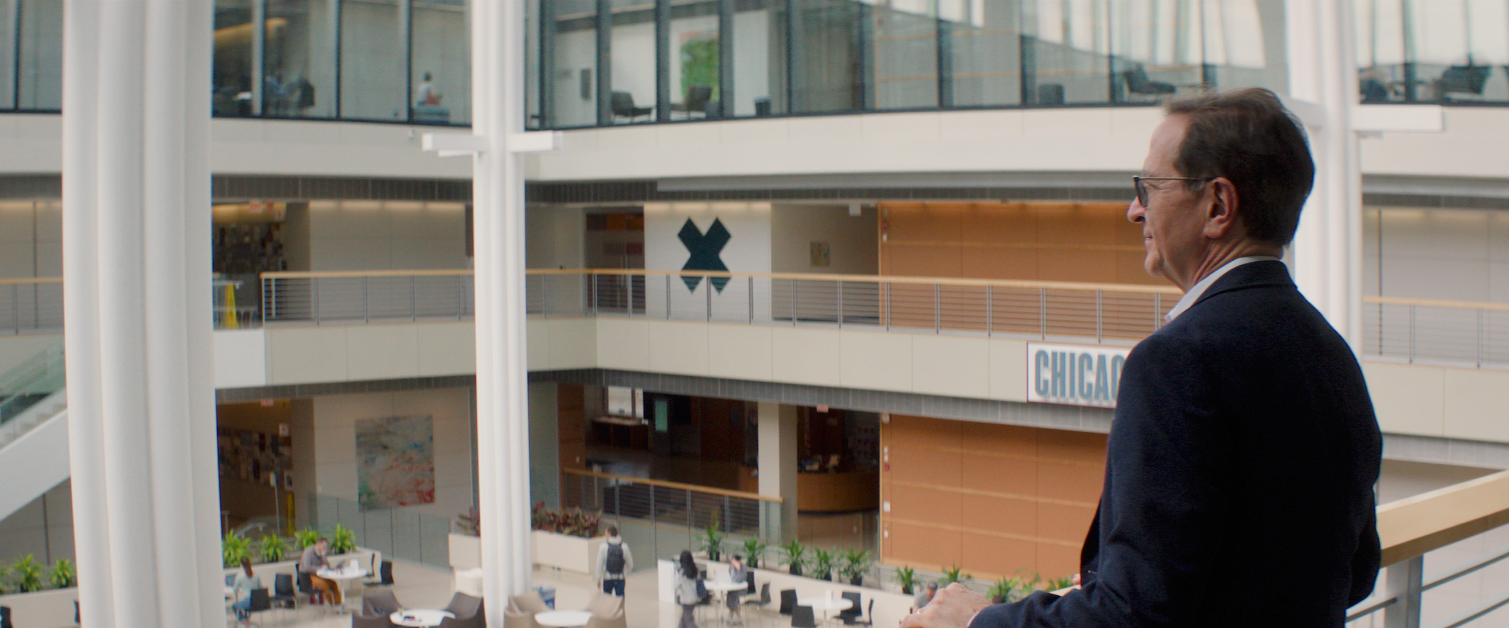 Steven Neil Kaplan looks out over Harper Center