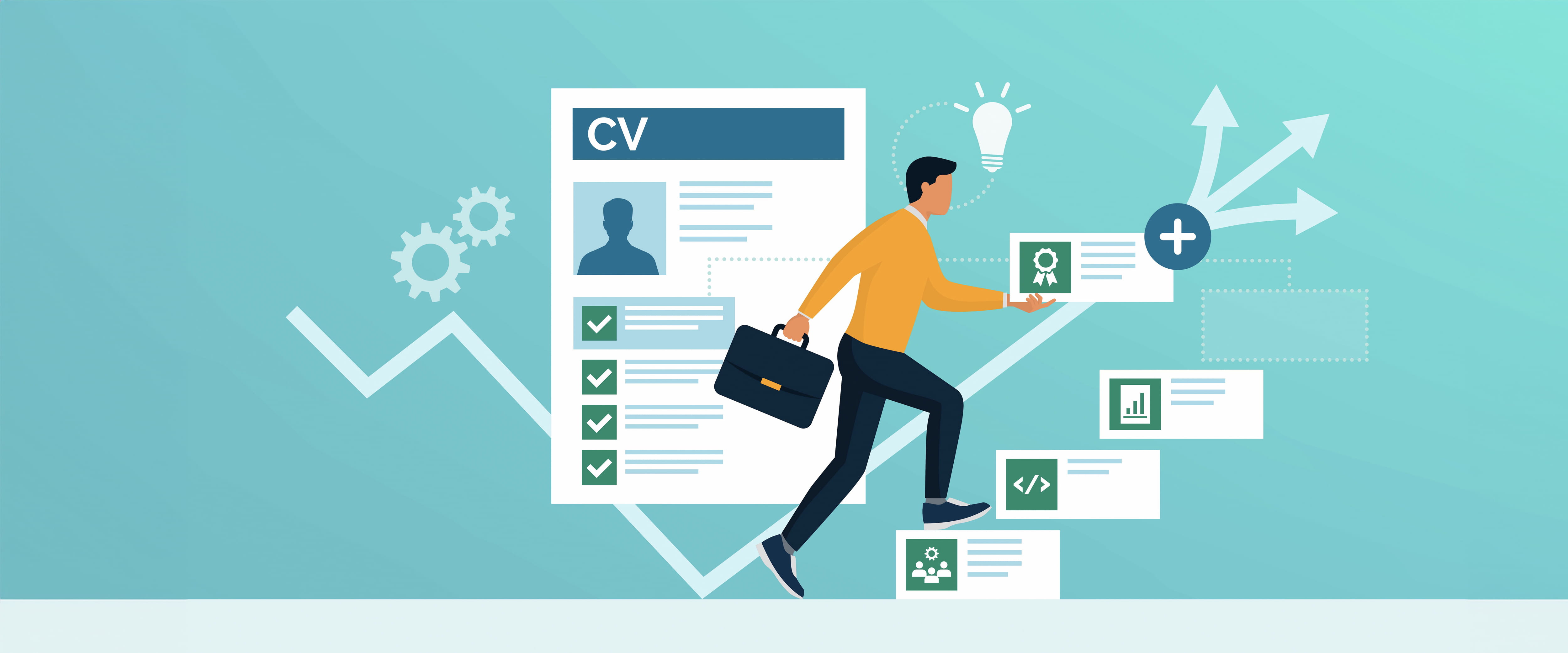 man walking up steps