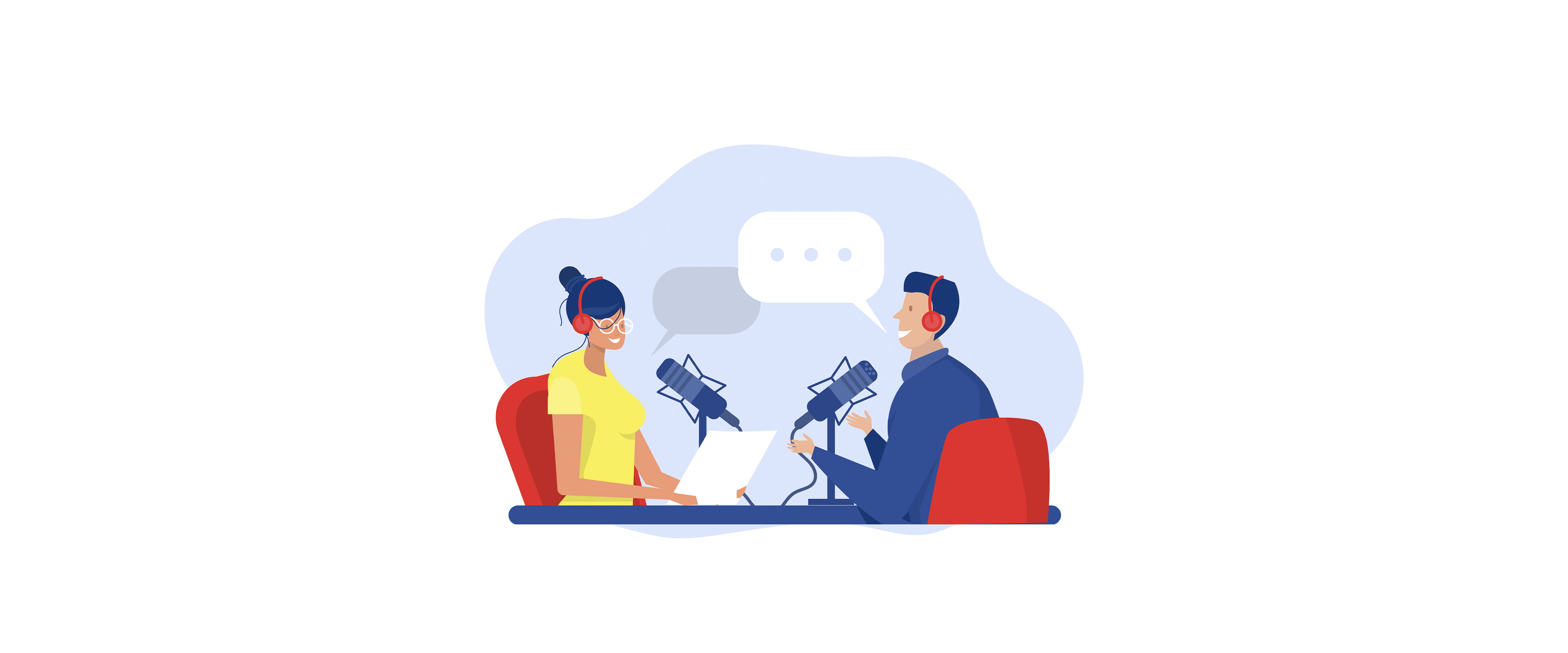 people recording podcast illustration