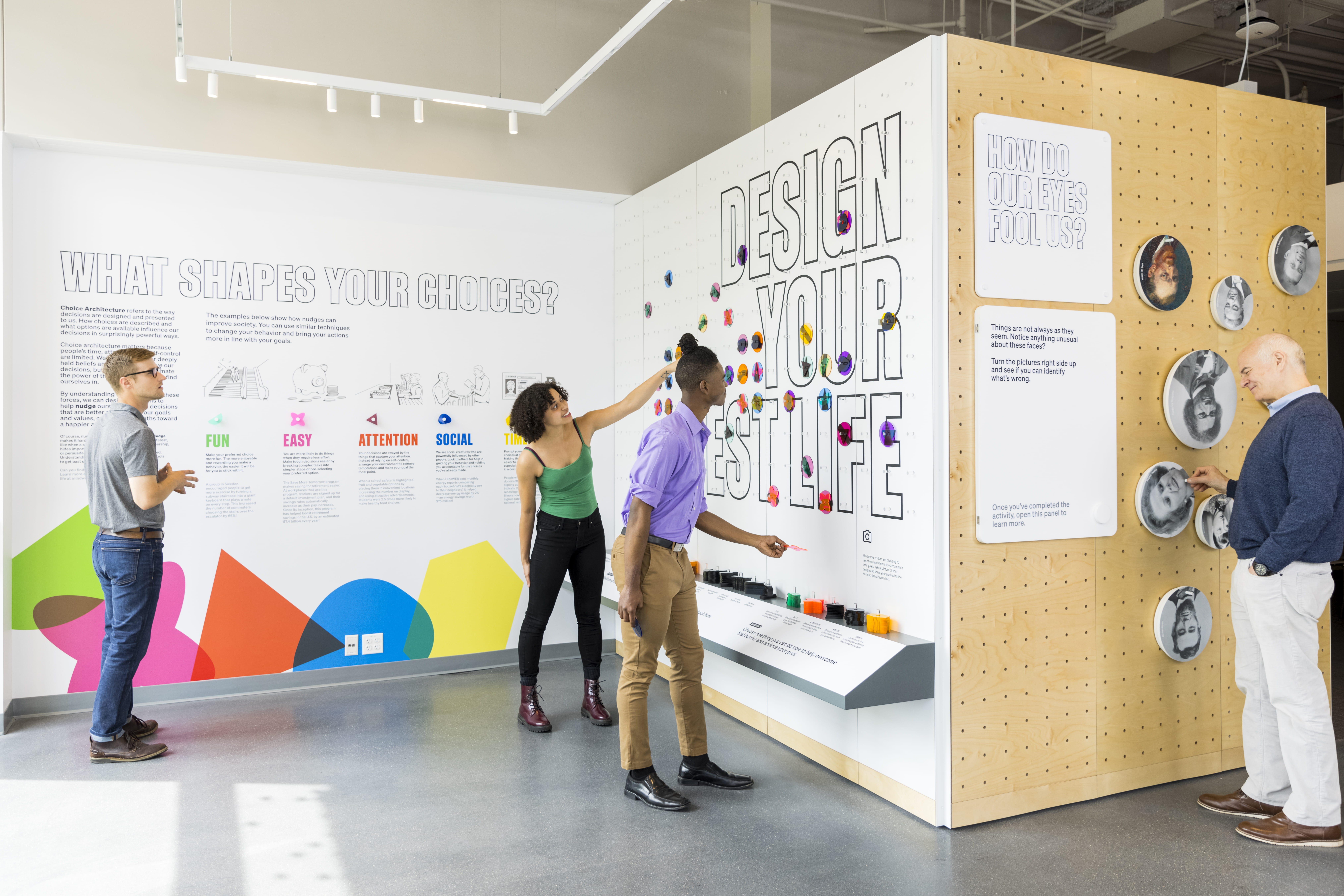 Visitors to Mindworks interact with the Design Your Best Life exhibit