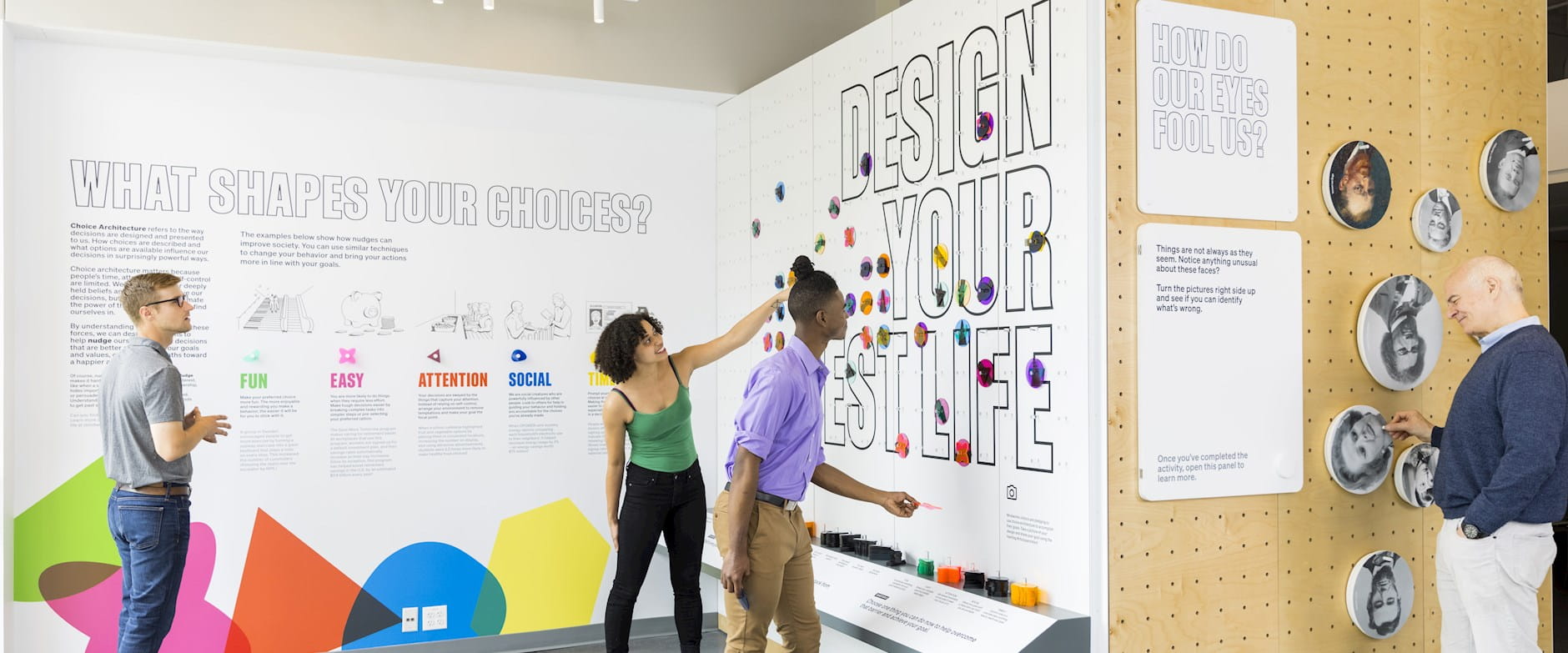 Visitors to Mindworks interact with the Design Your Best Life exhibit