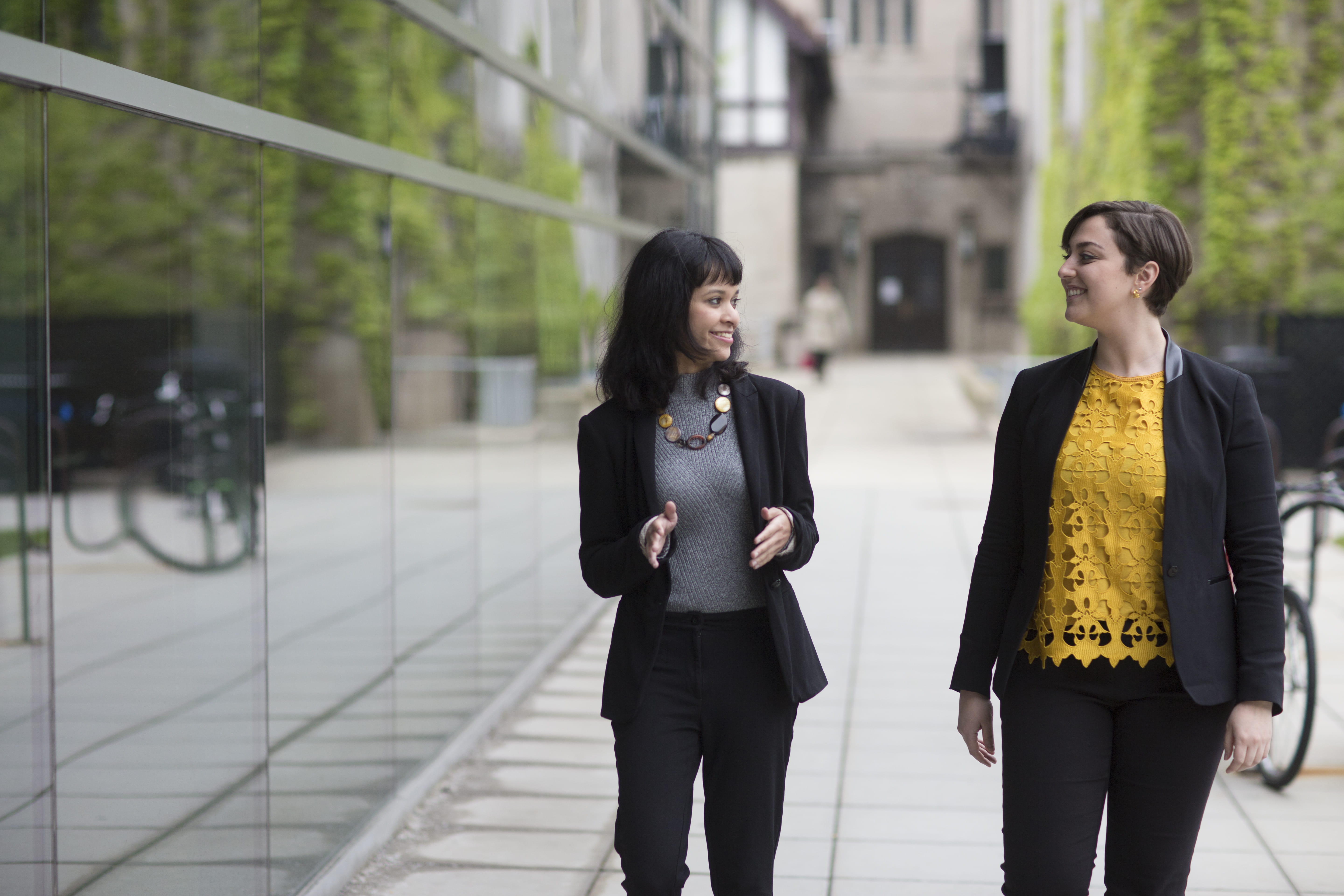 Two 2018 SNVC Finalists walking and talking