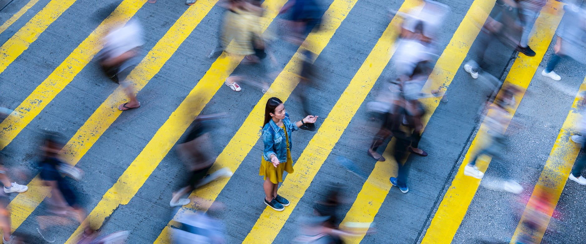 Color image of people in a crosswalk