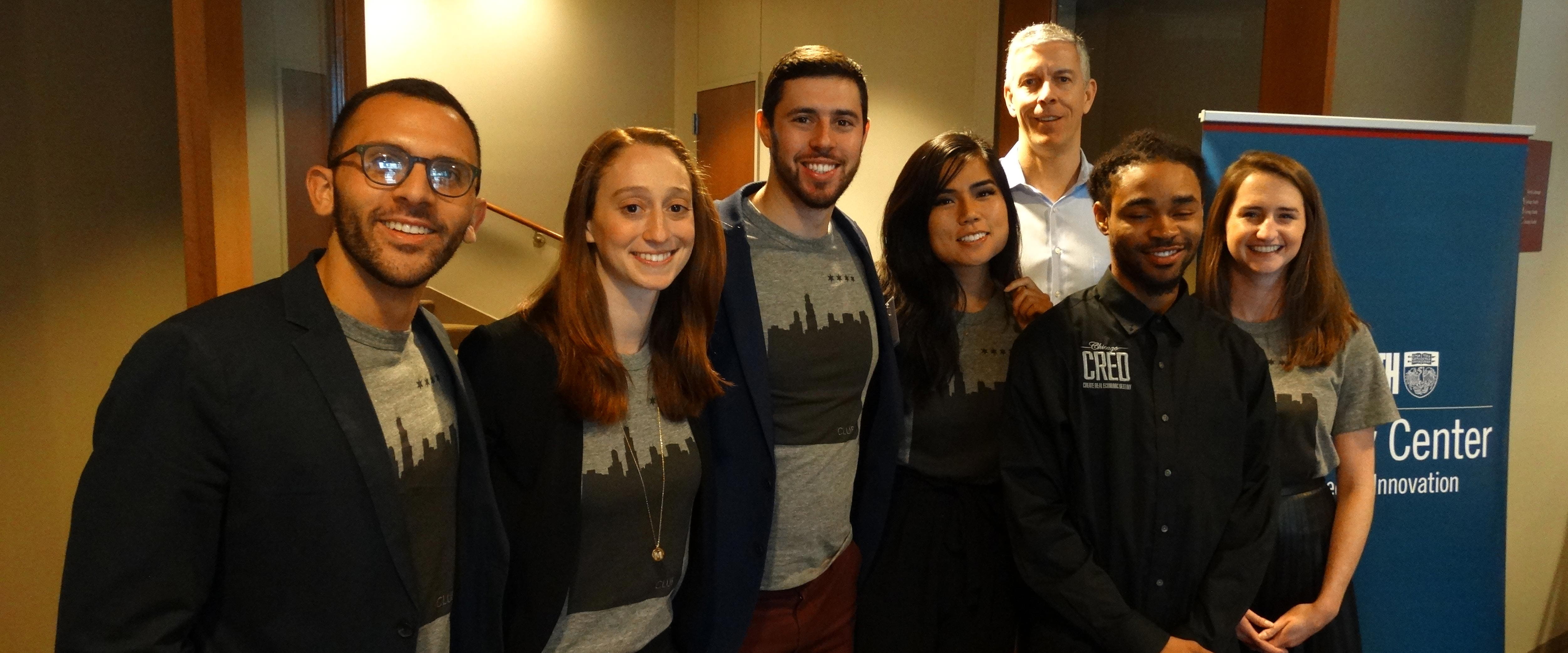 Members of Block Club, winners of the 2017 CRED Challenge, pose as a team