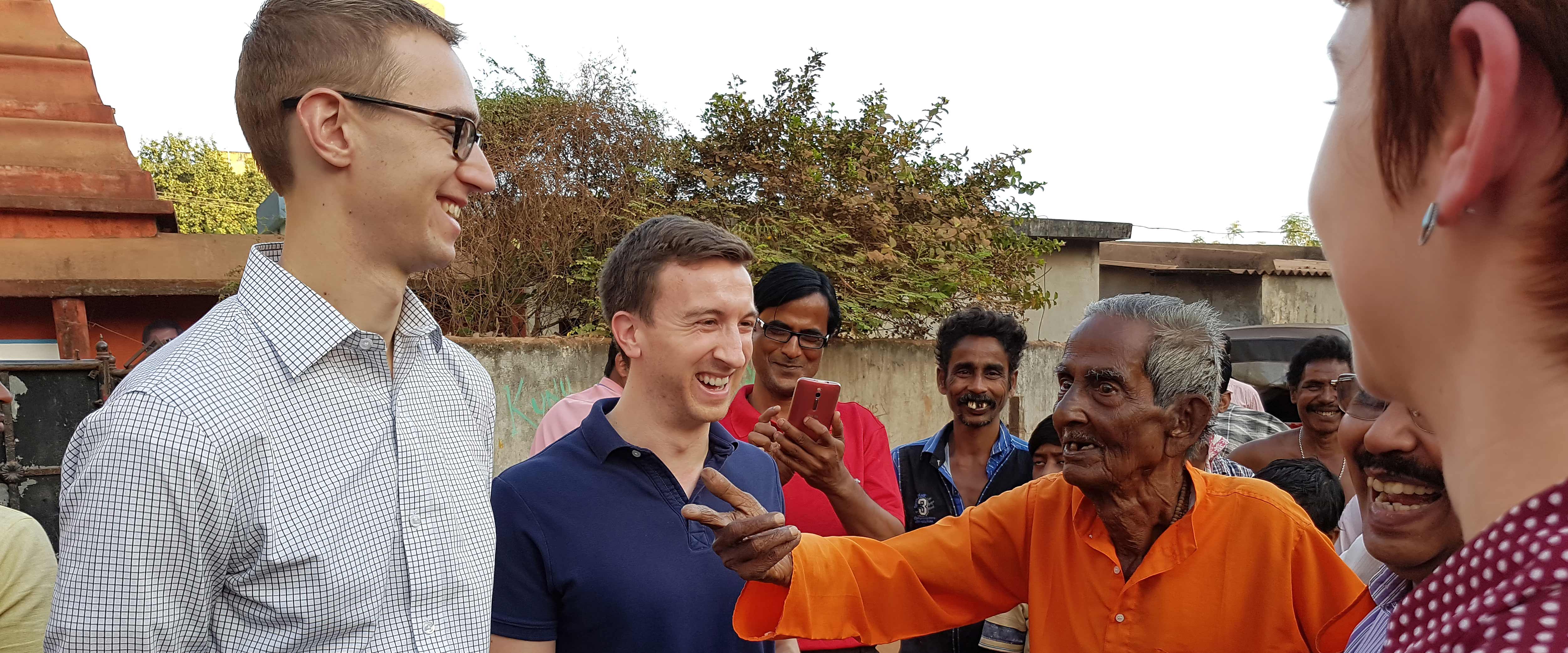 Students and people smile and laugh during GSIP India