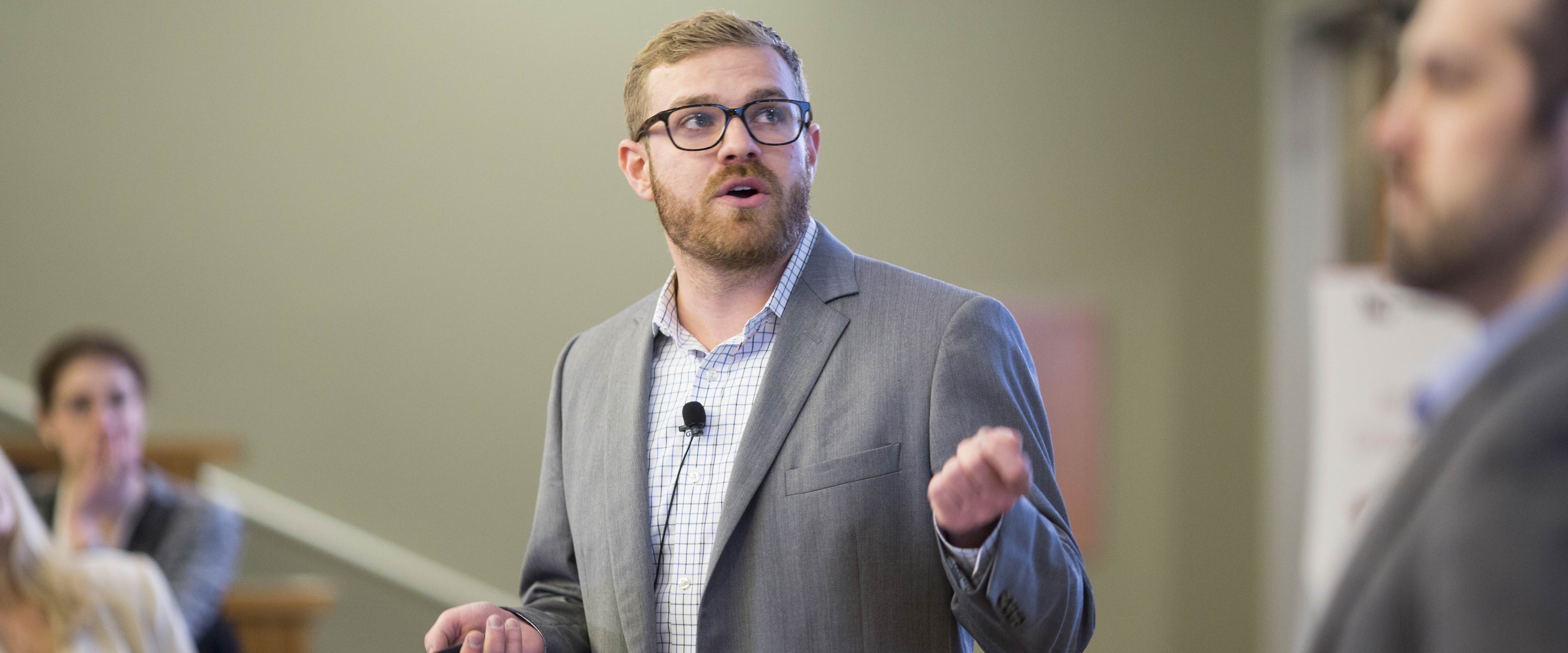 Jake Mikva presenting as part of GoodWerk at SNVC