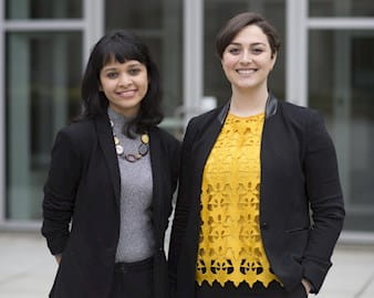 Shakti co-founders outside on Chicago Booth's campus