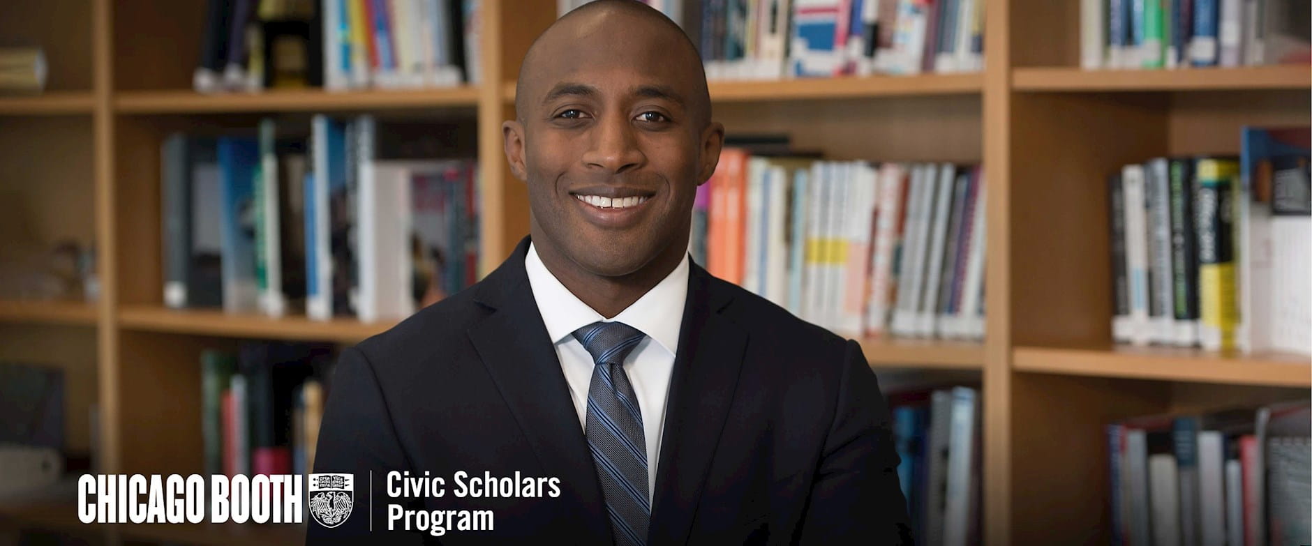 This image shows Chicago Booth Neubauer Civic Scholar Jason Quiara, an education nonprofit leader