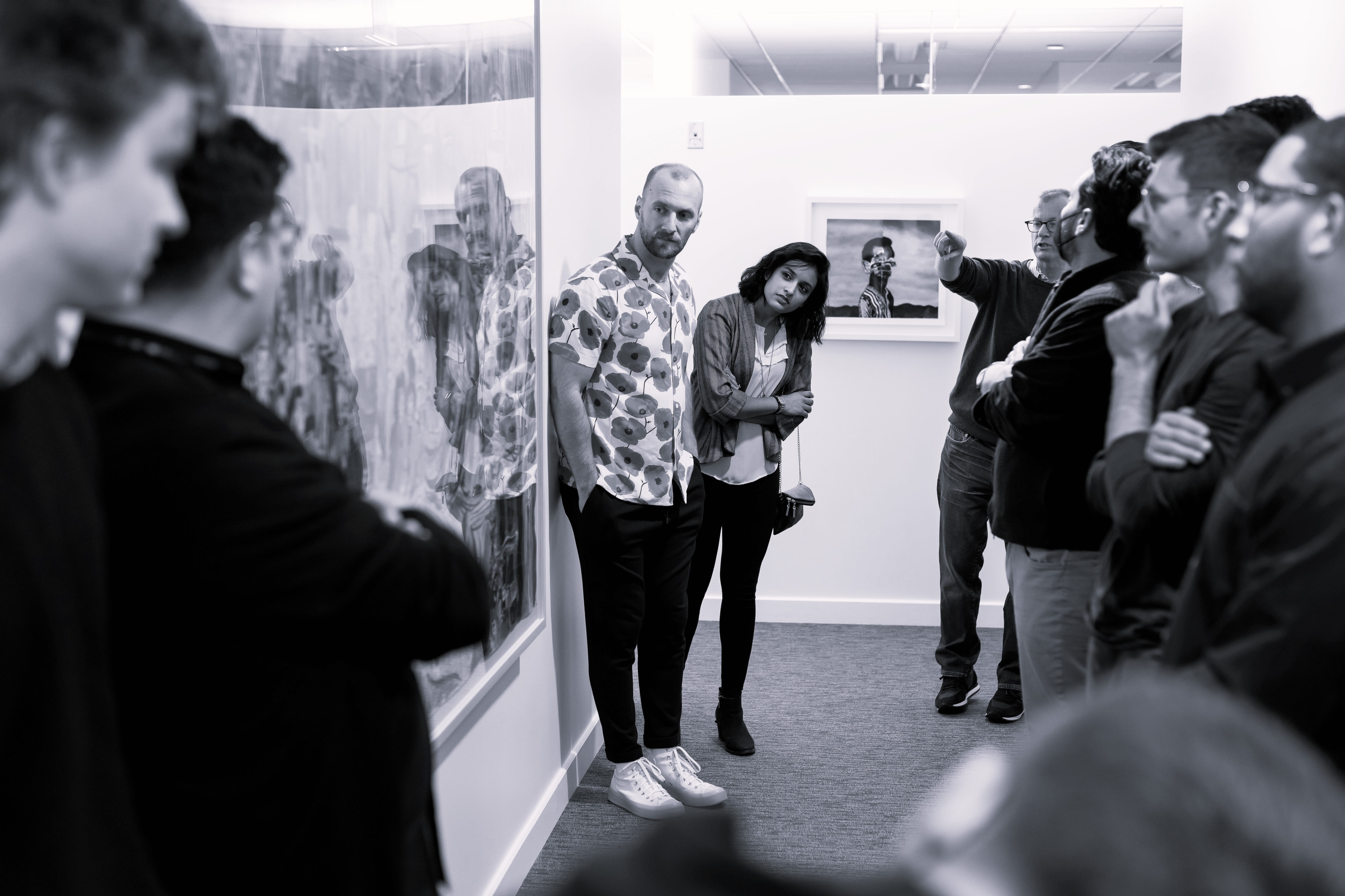 Civic Scholars view art at Harper Center