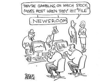 Newsroom stock gambling cartoon
