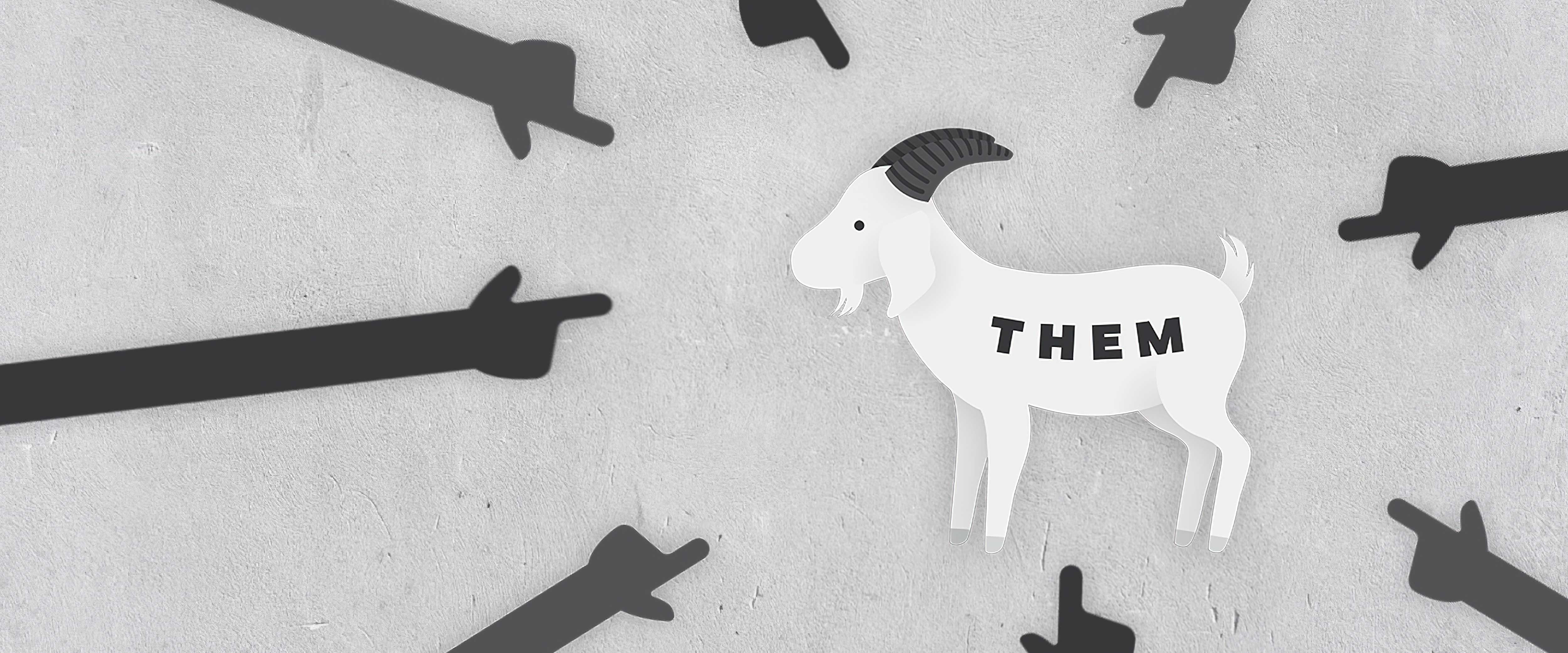 Fingers pointing at goat