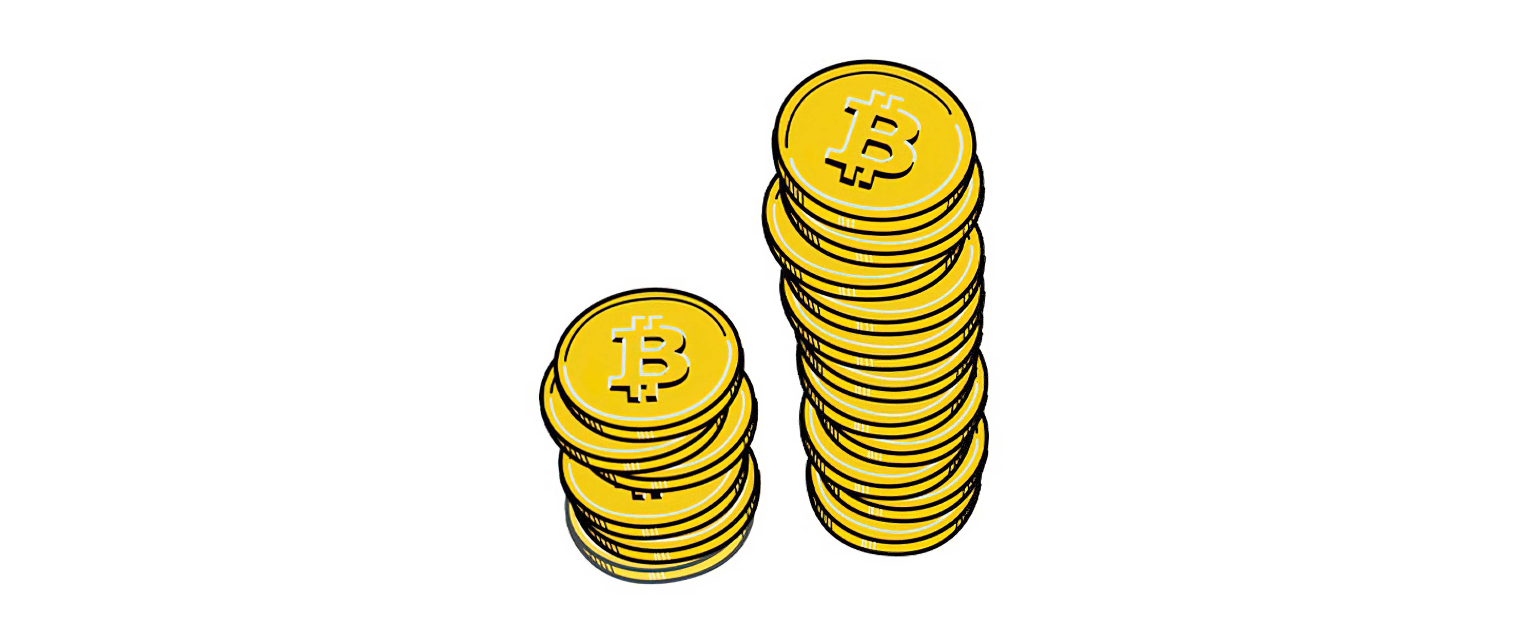 Small stacks of Bitcoin
