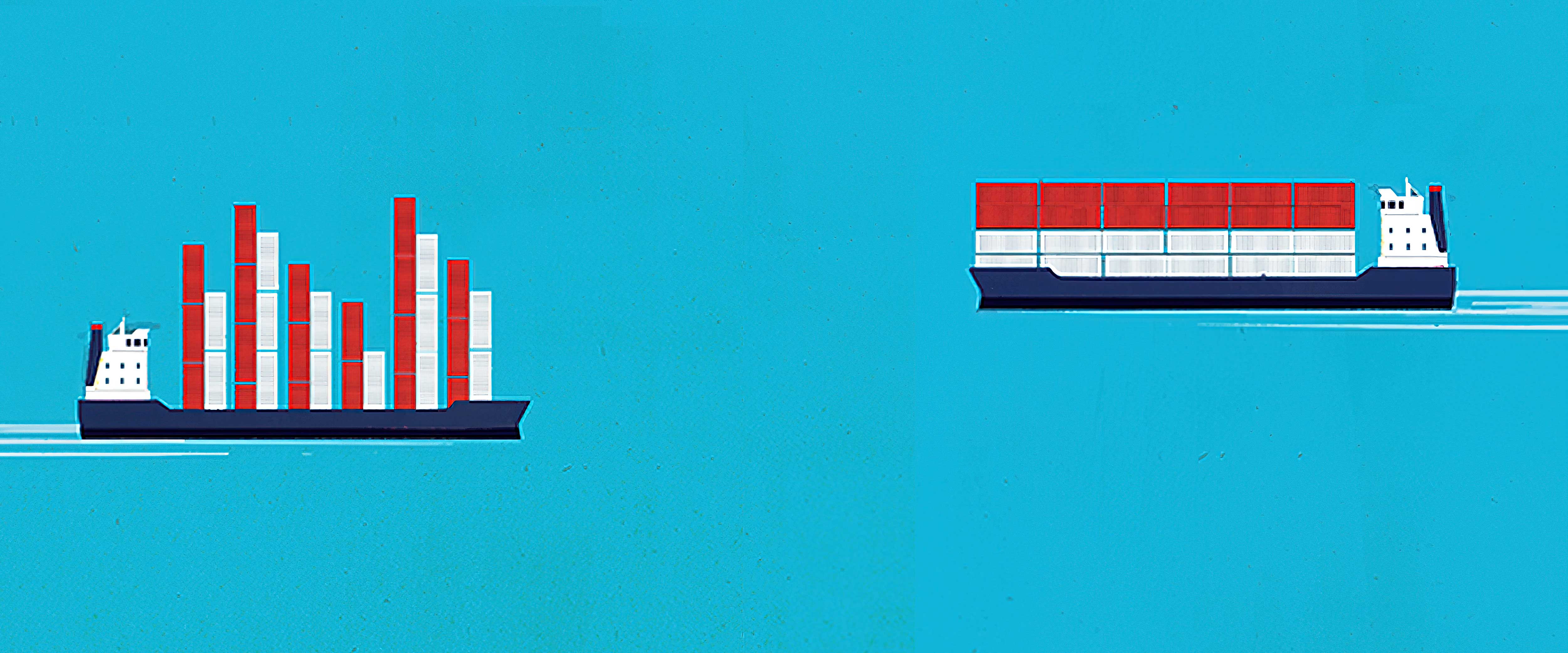 Trade ships crossing paths at sea