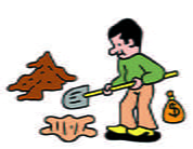 man digging a hole to hide money