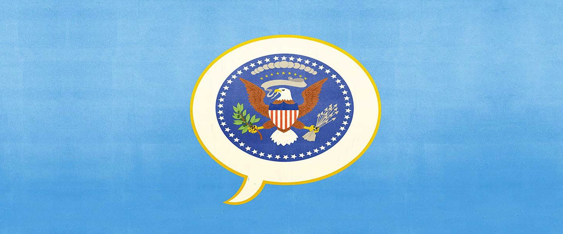 US Presidential seal inside a word bubble