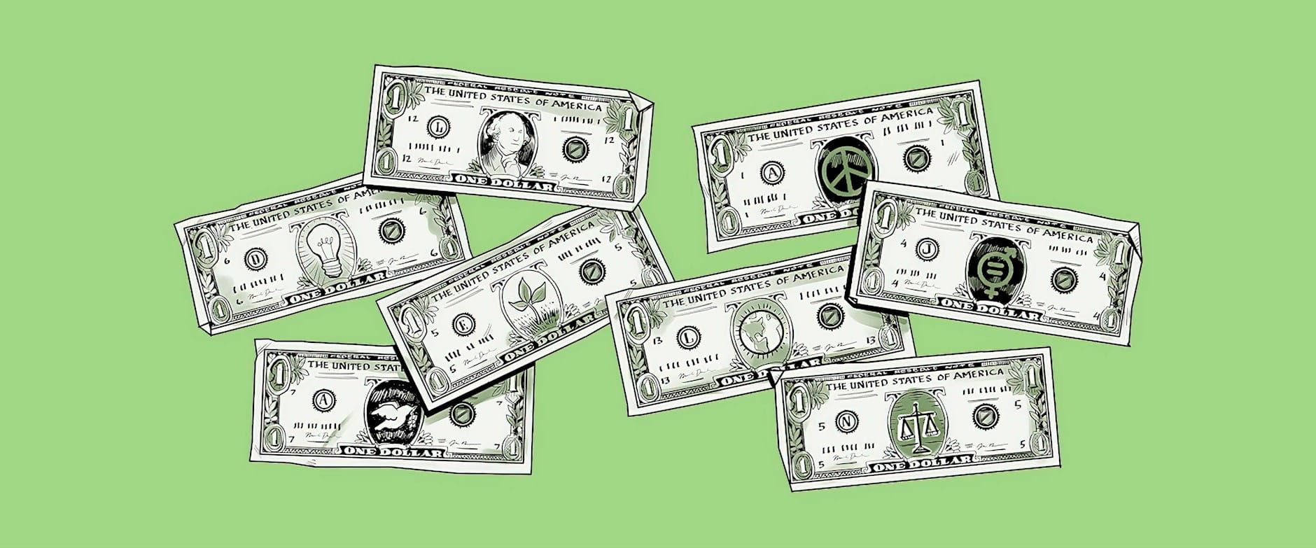Cartoon dollar bills