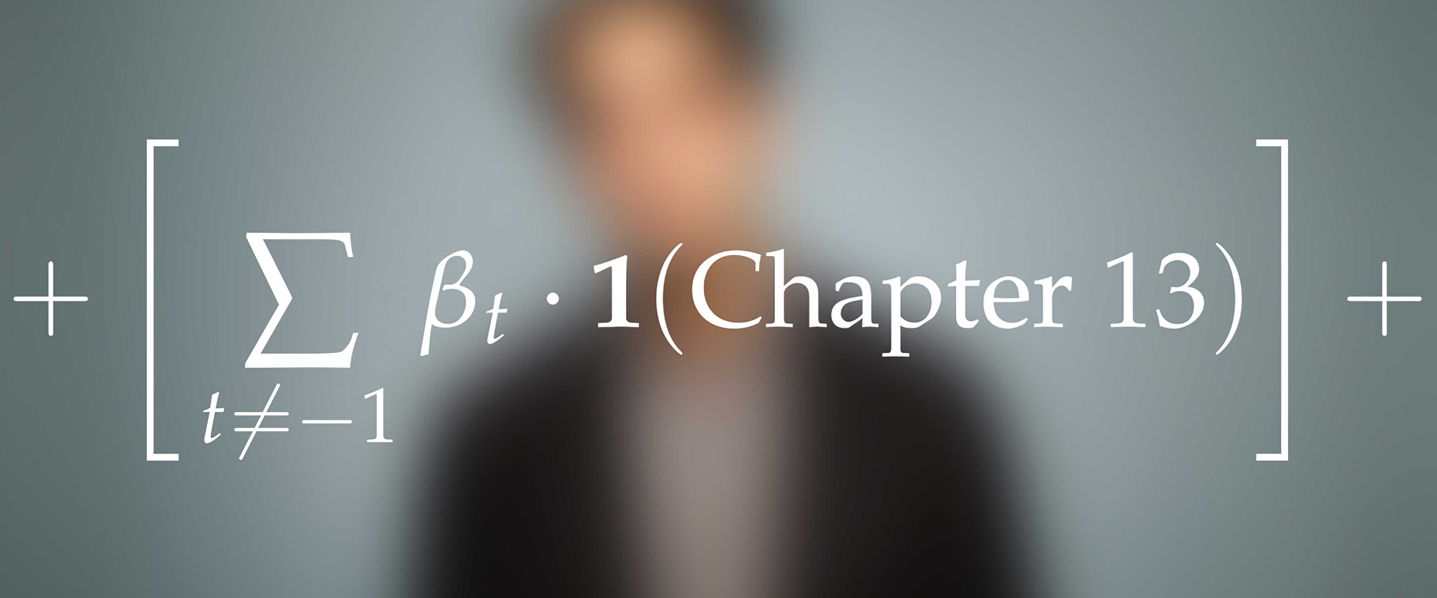 Portion of summation equation in front of blurred man