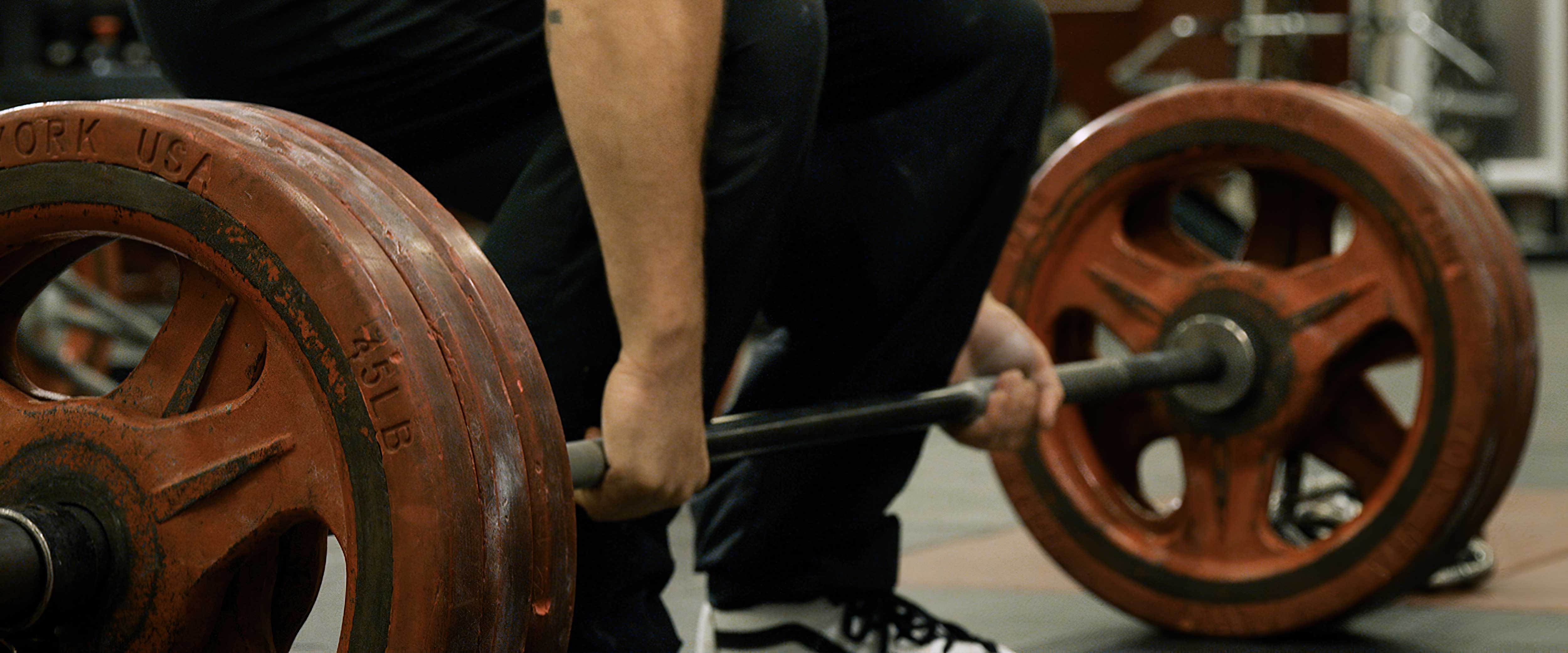 Weightlifter about to lift weights
