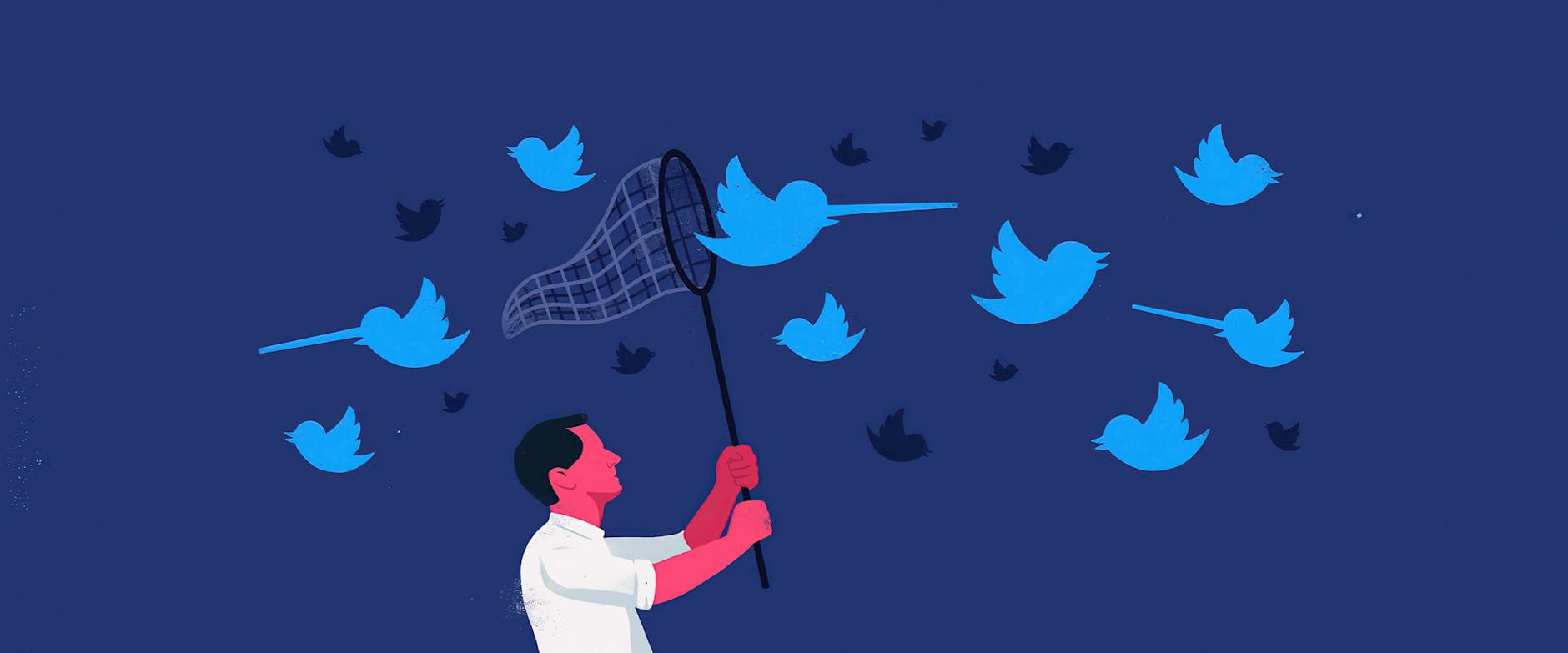 Man trying to net Twitter birds