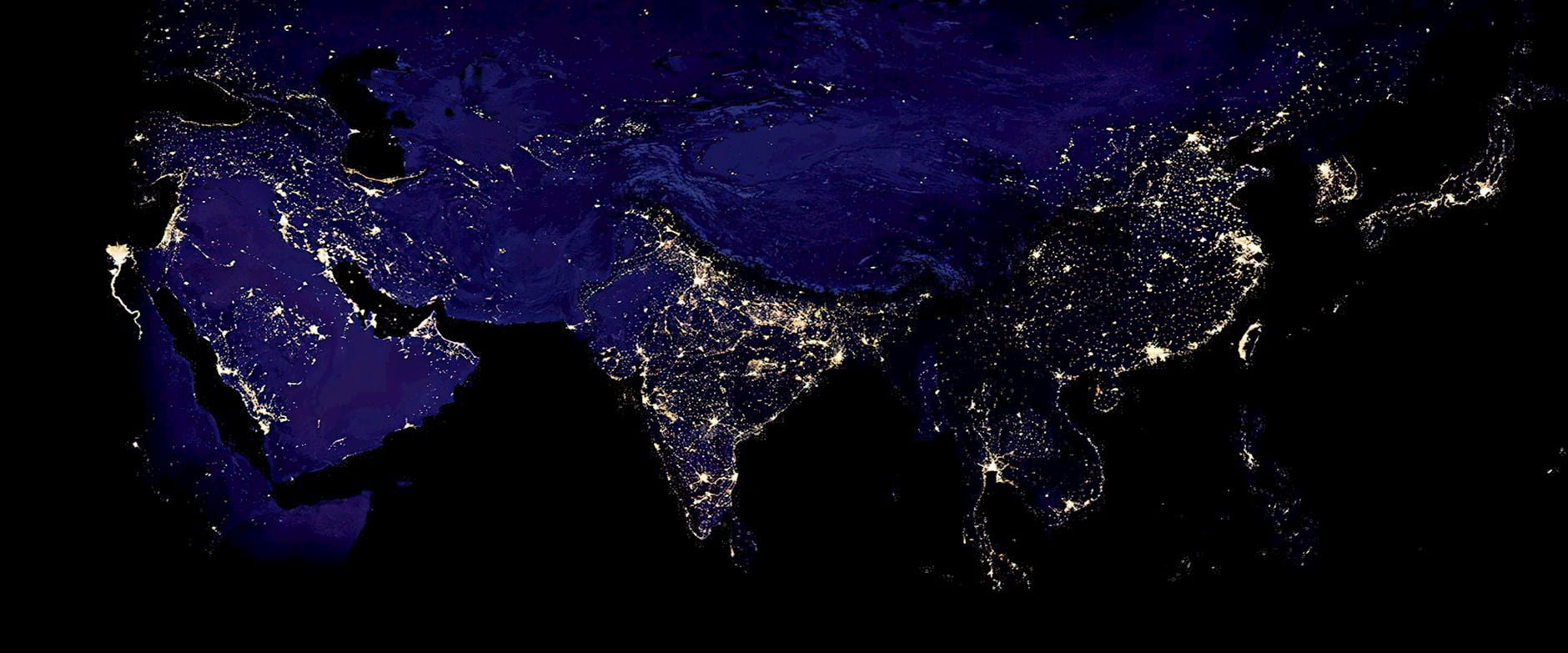 Earth from satellite view at night