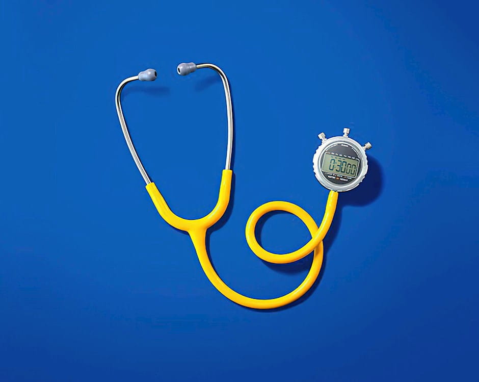 Stethoscope with a stopwatch on its end